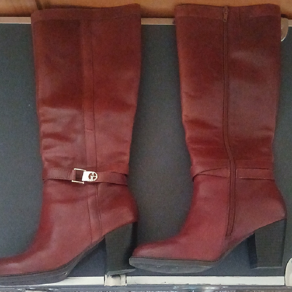 Giani Bernini 100% Leather Burgundy Heeled Boots